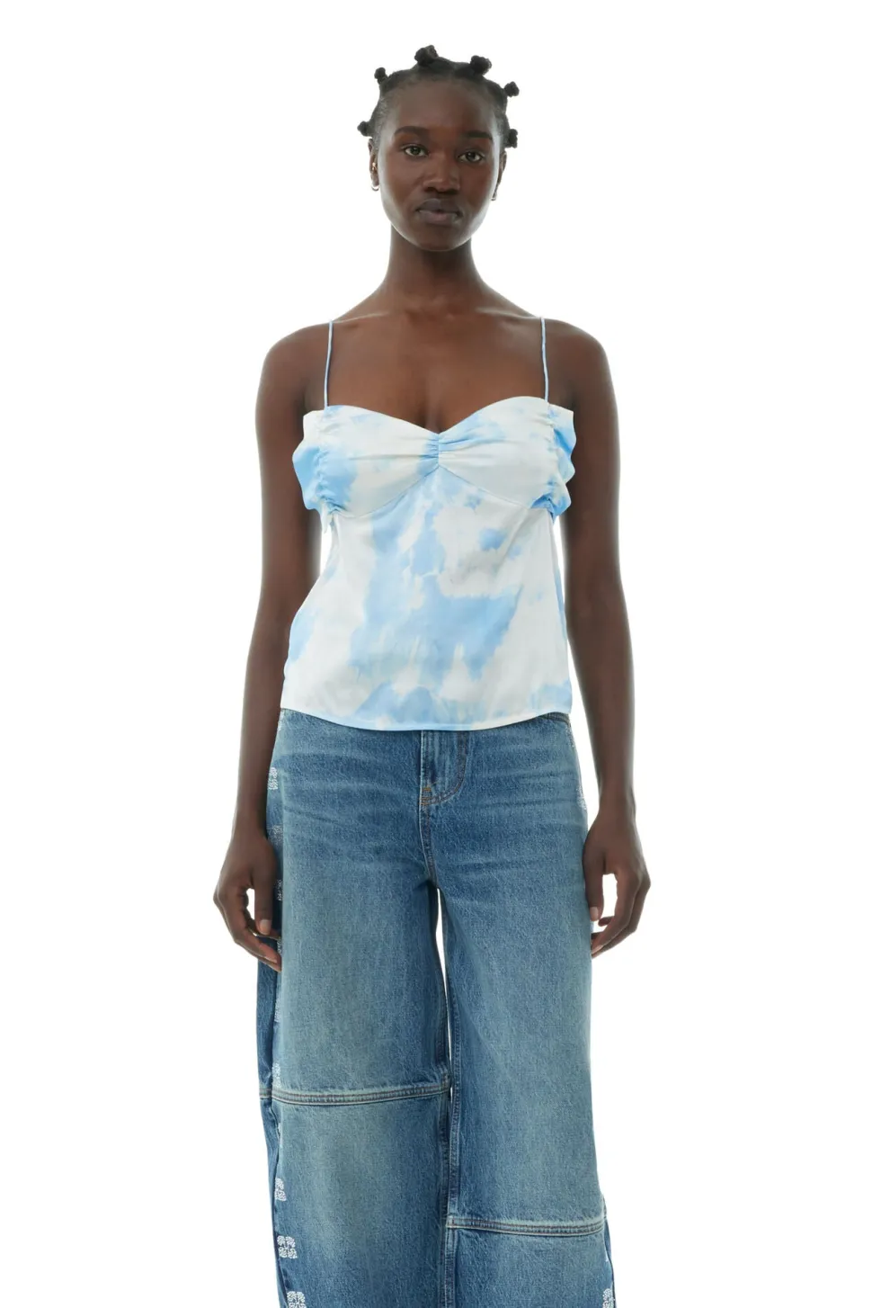 Ganni - Printed Satin Slip Top